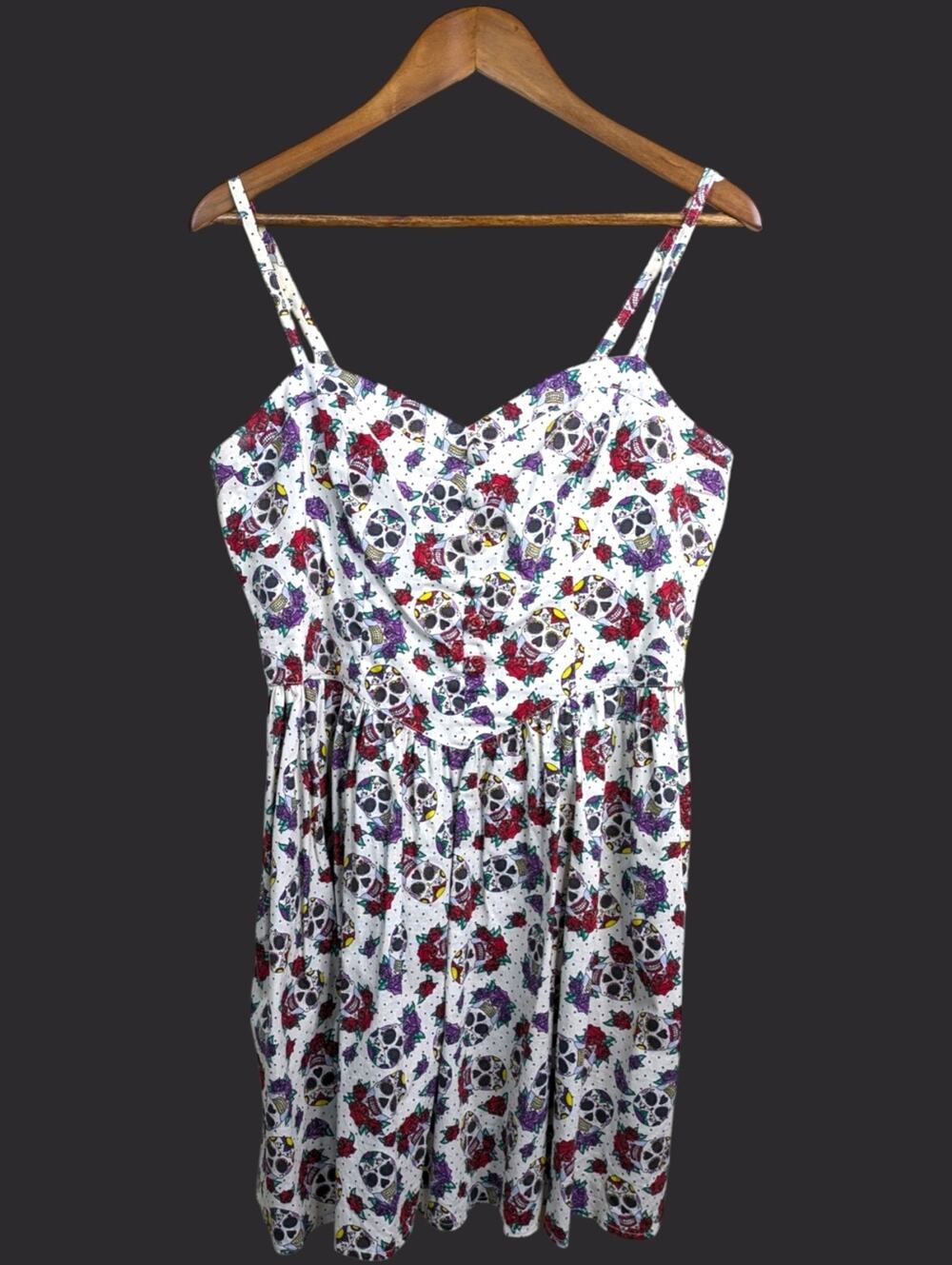 Hell Bunny Sugar Skull Skater Dress XL Day Dead Goth Punk Rockabilly Retro Pinup